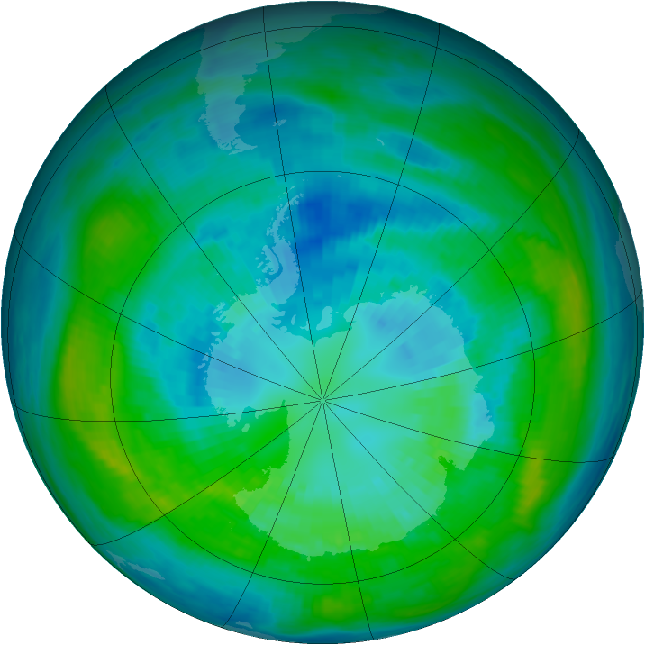 Antarctic ozone map for 05 April 1981